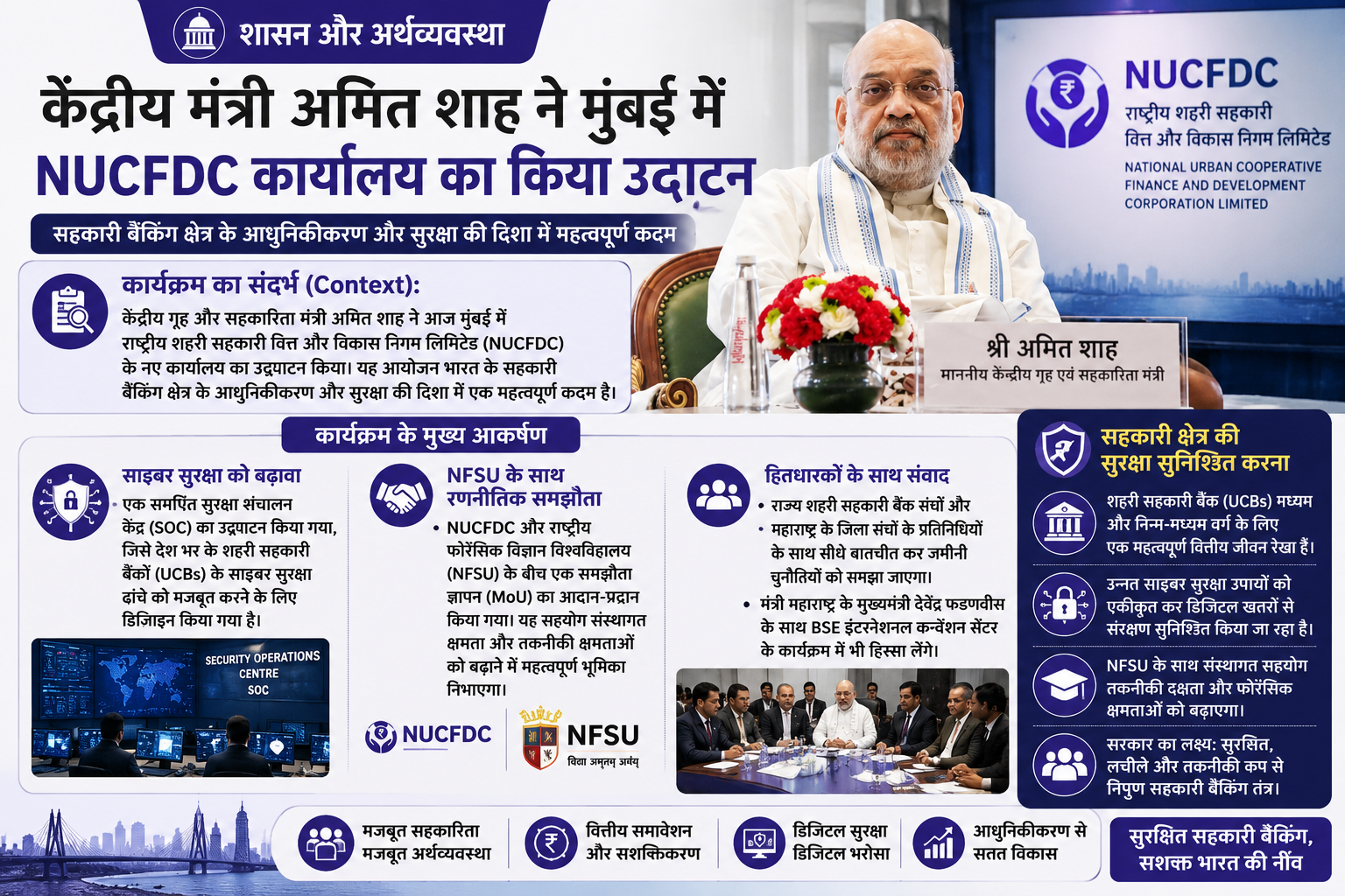 शासन और अर्थव्यवस्था: केंद्रीय मंत्री अमित शाह ने मुंबई में किया NUCFDC कार्यालय और साइबर सुरक्षा केंद्र का उद्घाटन