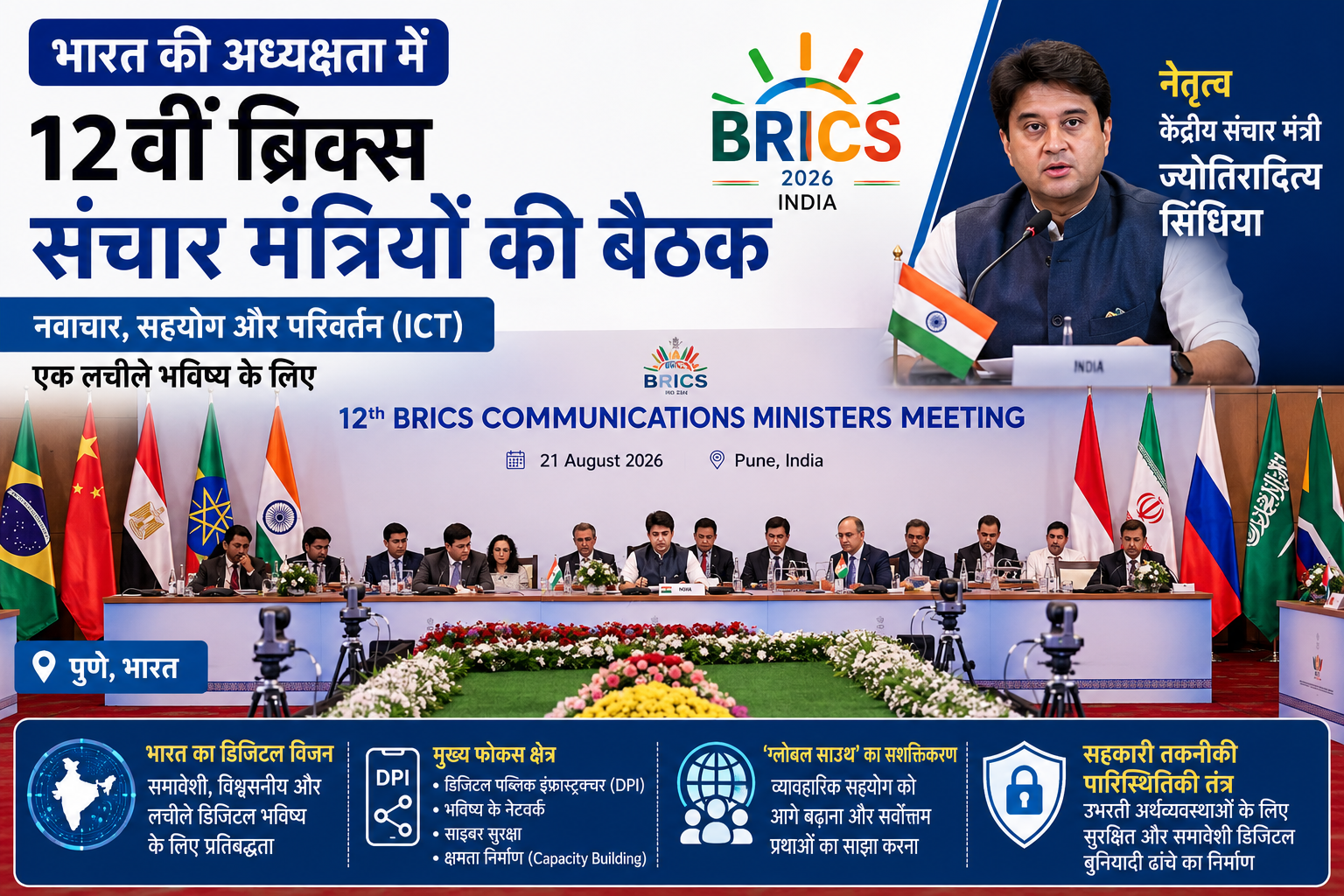 प्रौद्योगिकी और कूटनीति: भारत ने पुणे में 12वीं ब्रिक्स संचार मंत्रियों की बैठक की अध्यक्षता की